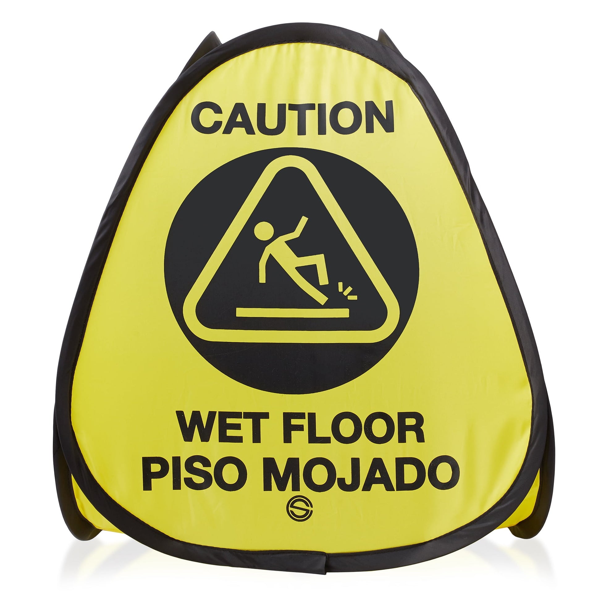Dryser 6-Pack 16" Pop-up Caution Wet Floor Signs - Yellow 4-Sided English/Spanish Warnings