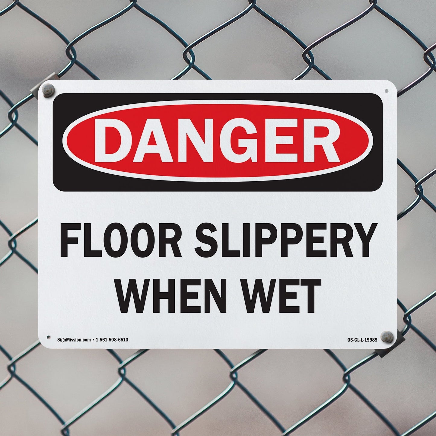 Floor Slippery When Wet OSHA Danger Aluminum Sign 18 Inch x 12 Inch - 10 Pack