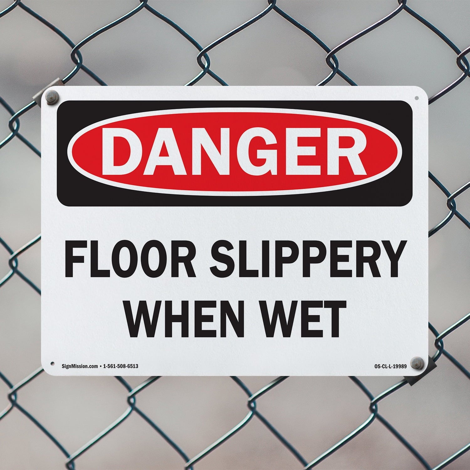 Floor Slippery When Wet OSHA Danger Aluminum Sign 18 Inch x 12 Inch - 10 Pack