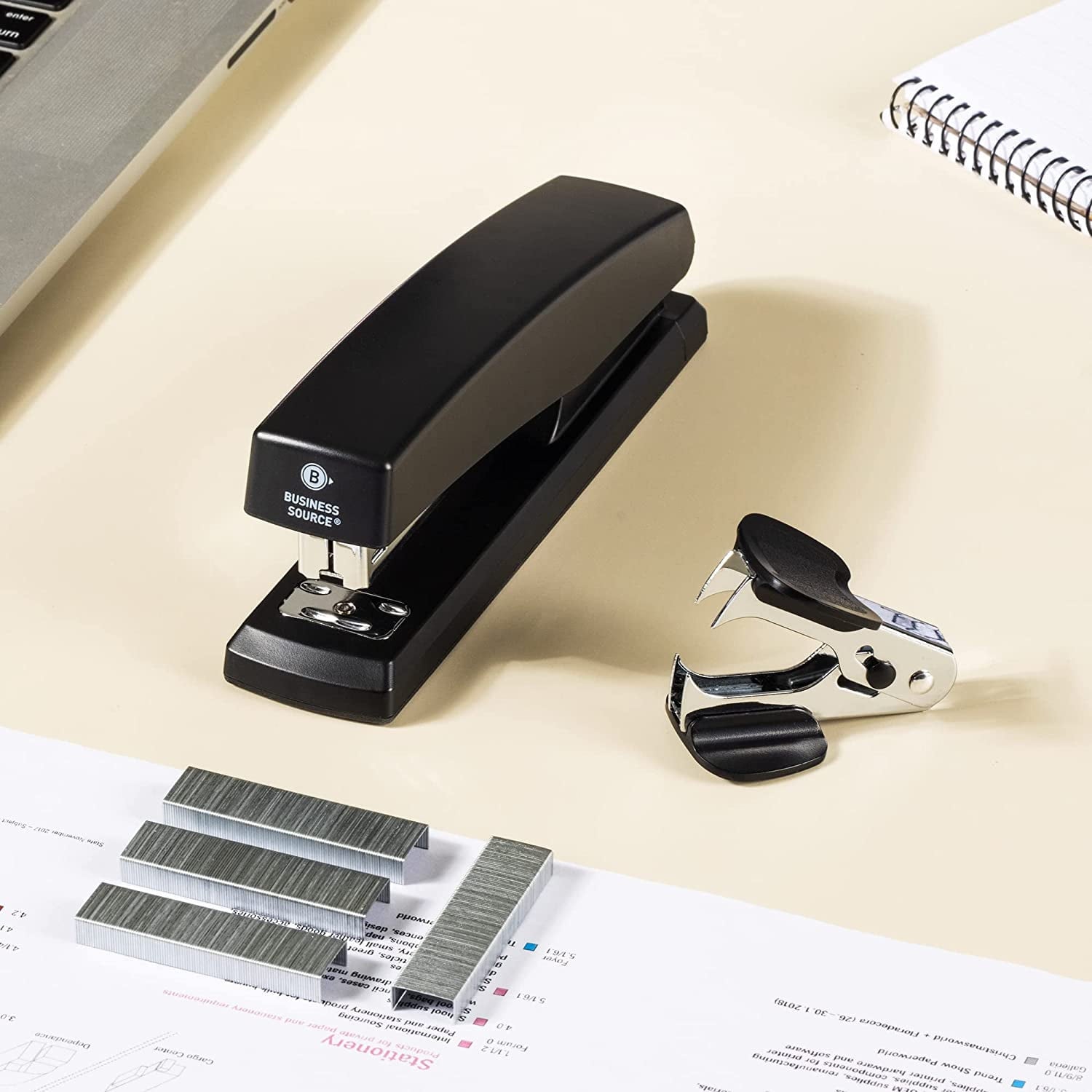 Deli Stapler, Desktop Stapler, Office Stapler, 20 Sheet Capacity, Includes 1000 Staples and Staple Remover, Black