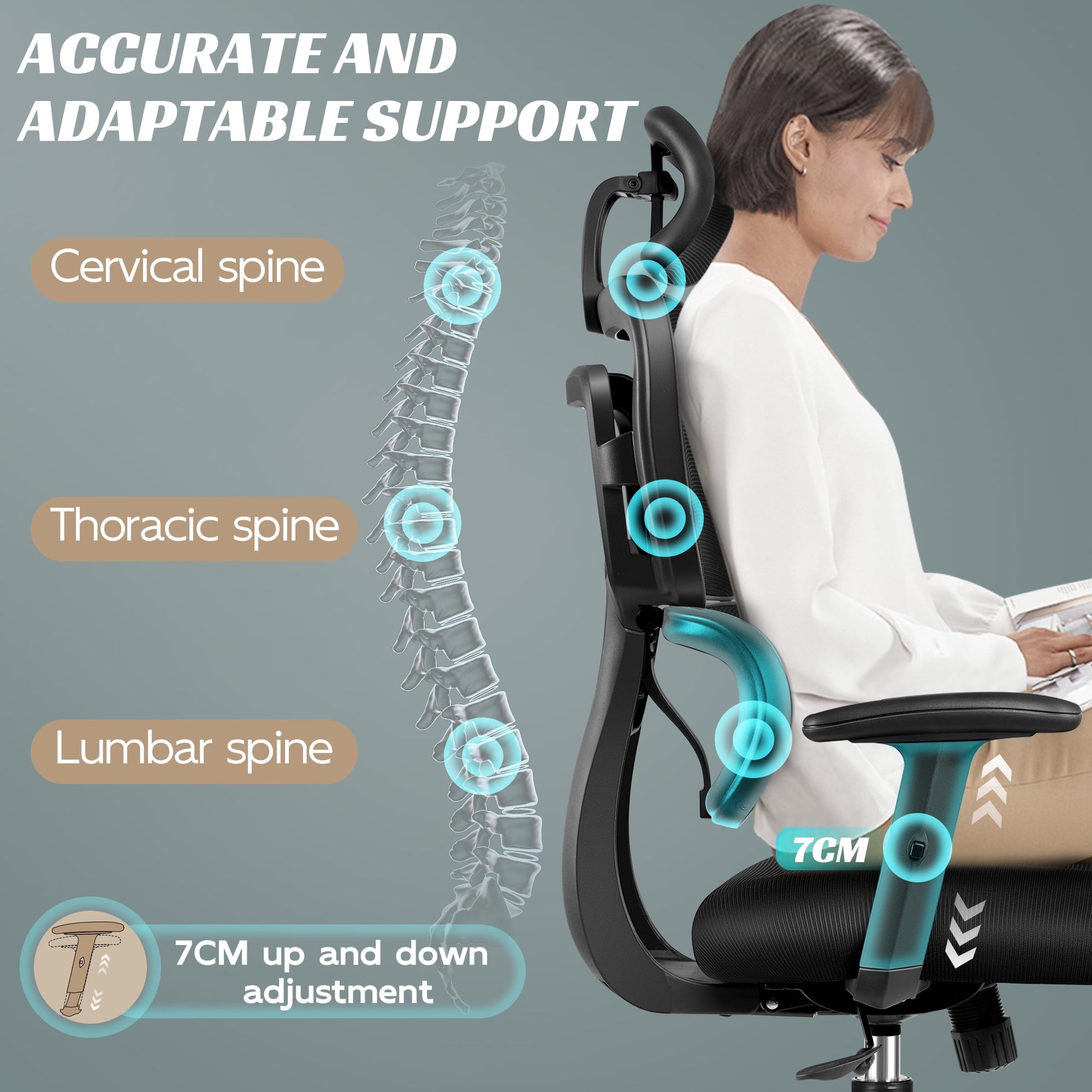 COOLHUT Ergonomic Office Chair, High Back Desk Chair, Breathable Mesh Computer Chair with Lumbar Support, Comfy Foam Cushion Home Office Chair, 300lbs, Black