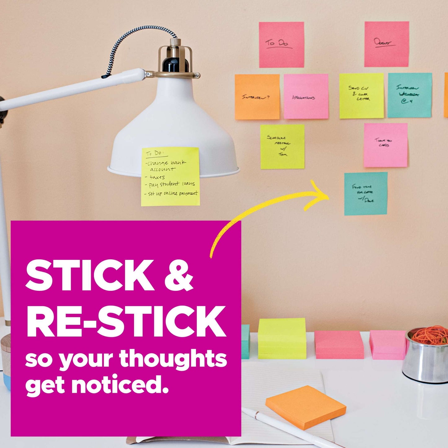 Post-it Super Sticky Notes, 3 in. x 3 in., Supernova Neons, 4 Pads