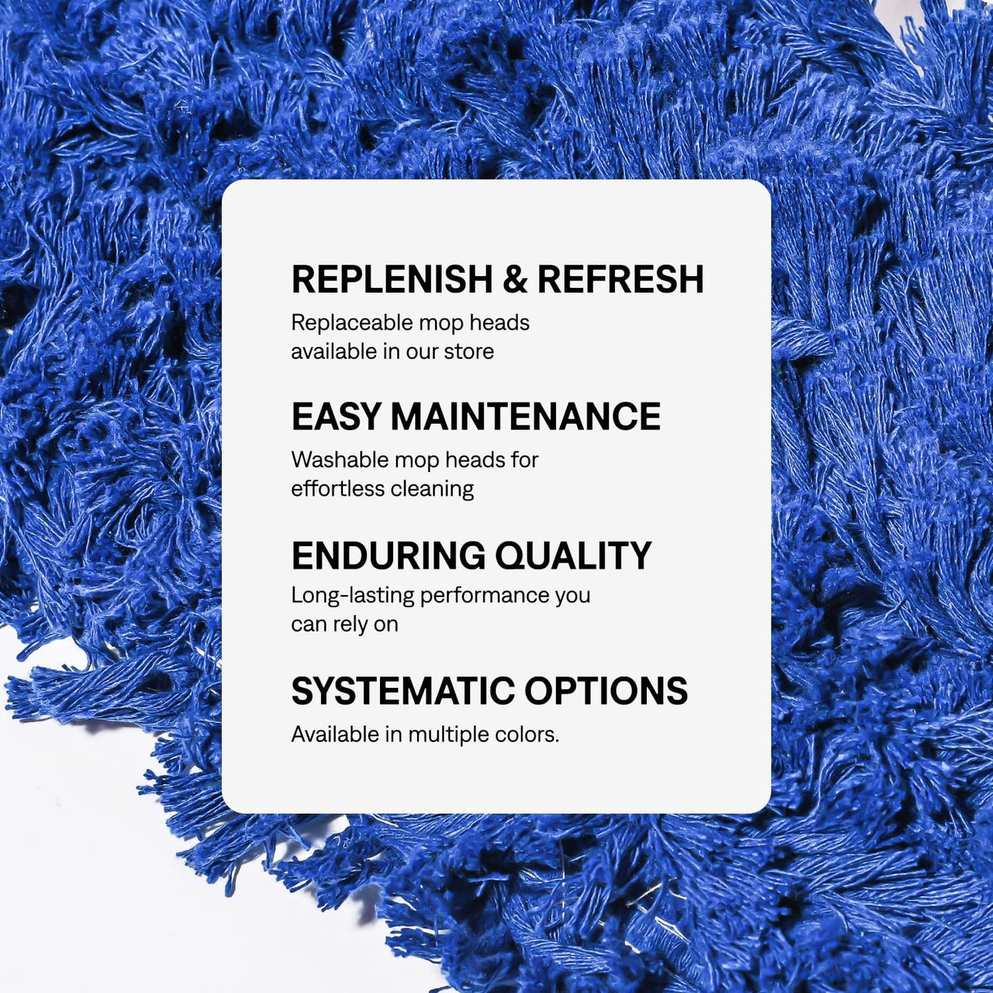 Industrial Dry Mop with 48 in Reusable Mop Head and Wooden Handle for Hardwood Floors Blue