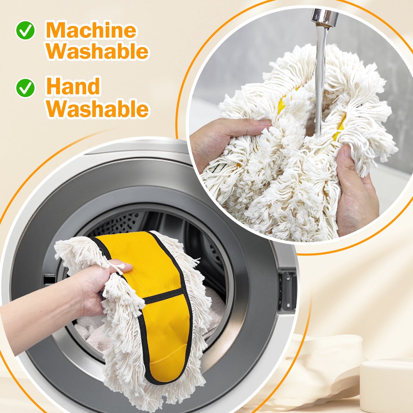 NEWE 24” Commercial Dust Mop for Floor Cleaning , Hardwood, Yellow