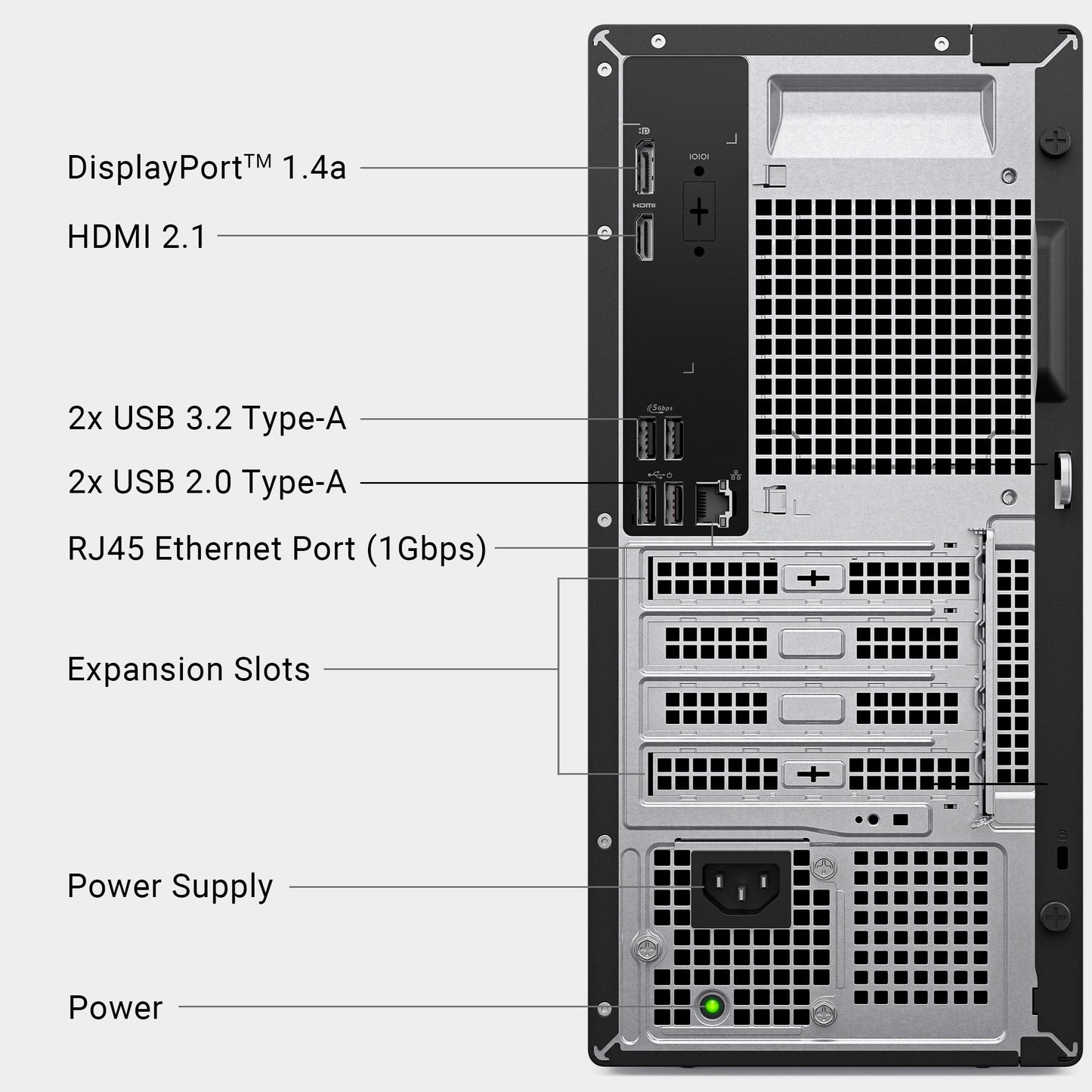 Dell Tower Desktop, Intel® Core™ Ultra 7, 16 GB, DDR5, 1 TB, Black, Windows 11 Home