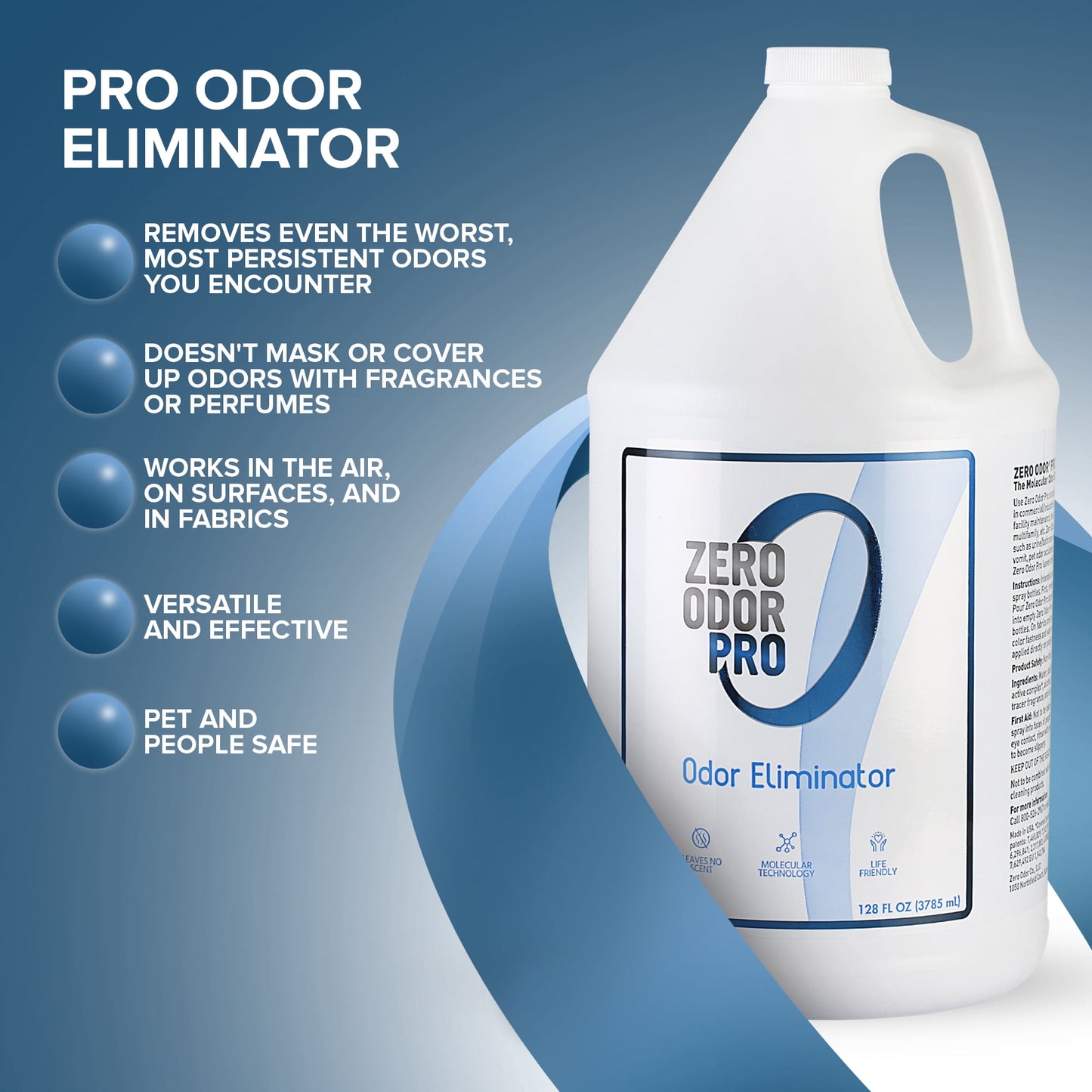 Zero Odor Commercial Odor Eliminator Spray Air & Surface Deodorizer Smell Remover Refill 128 oz